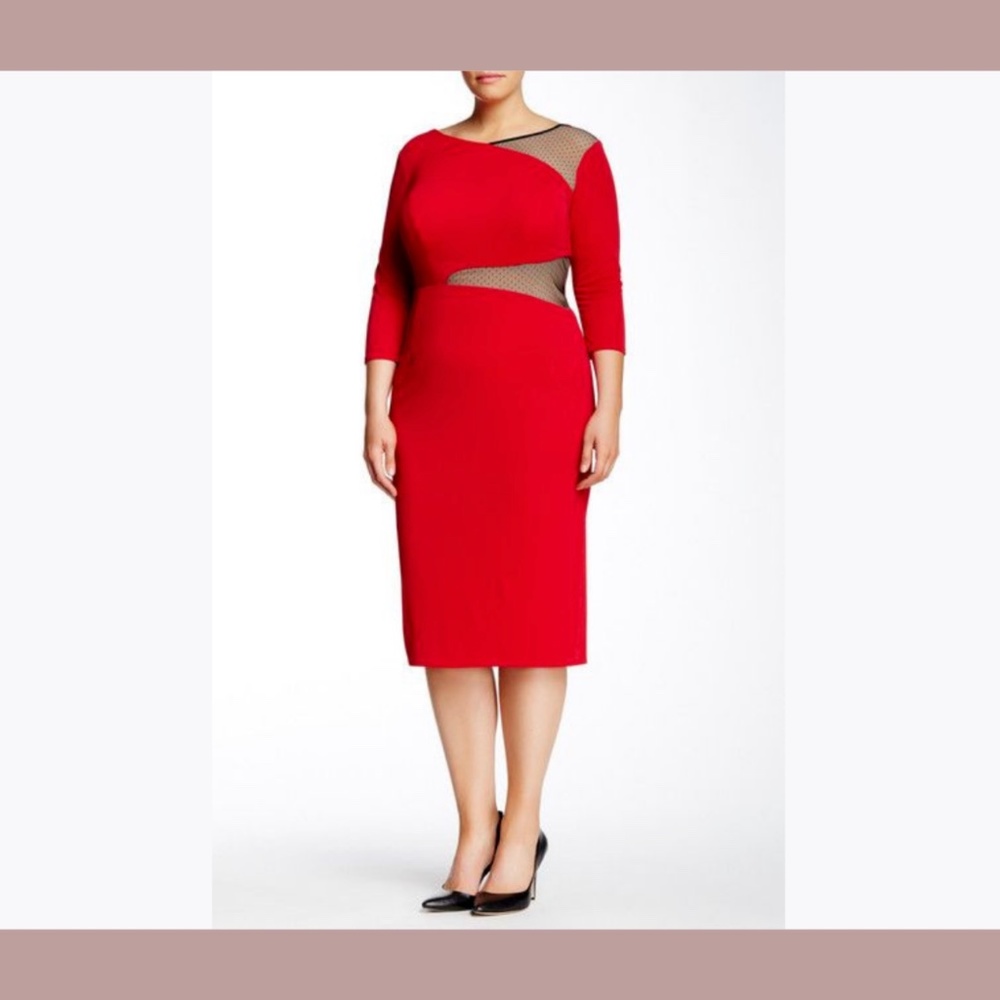 NEW ABS by Allen Schwartz [‎ 3X ] 3/4 Length Sleeve Midi Dress